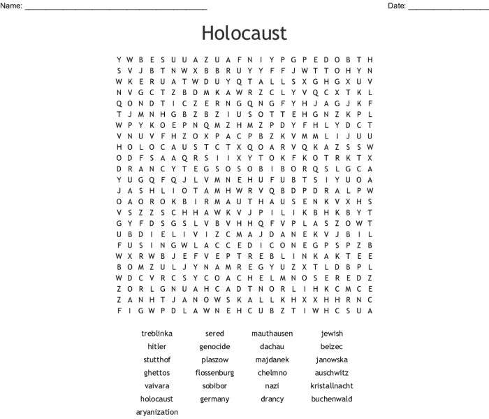 The holocaust crossword puzzle answer key