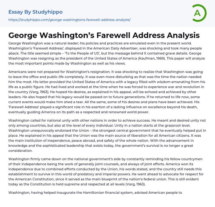 George washington's farewell address analysis worksheet pdf