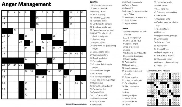 Crossword puzzle feelings underlying anger answers