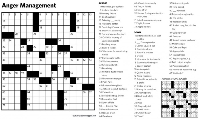 Crossword puzzle feelings underlying anger answers