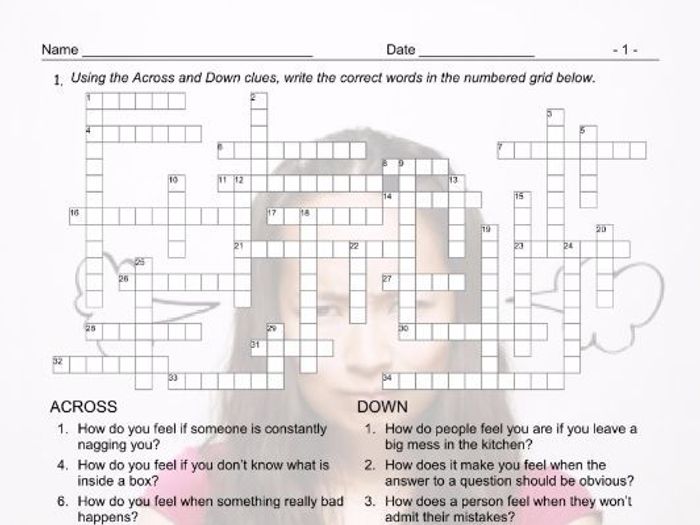 Crossword puzzle feelings underlying anger answers