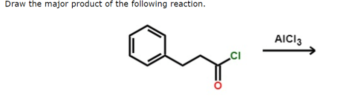 Provide the major organic product of the following reaction. alcl3