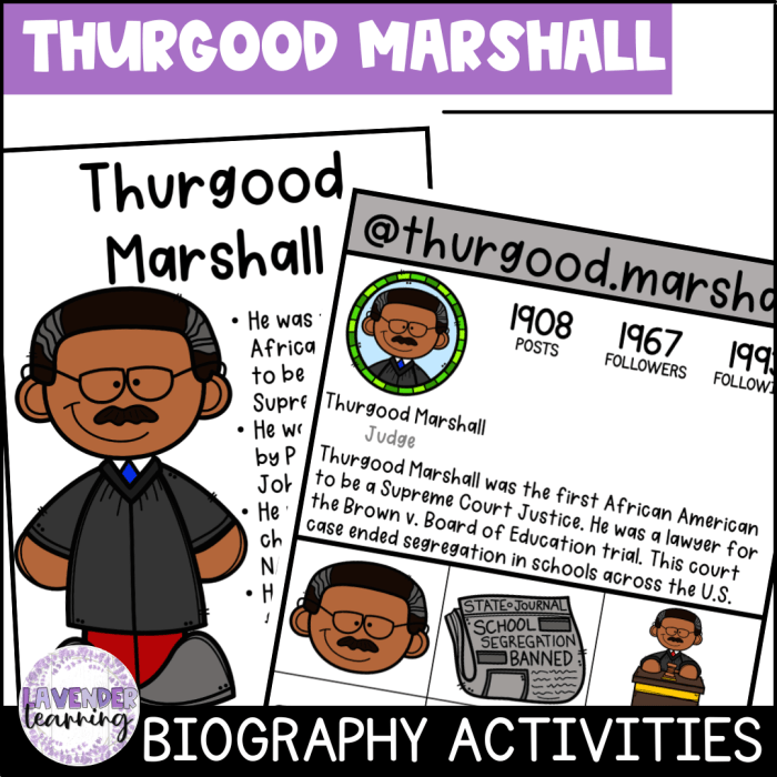 Informational reading comprehension biography of thurgood marshall